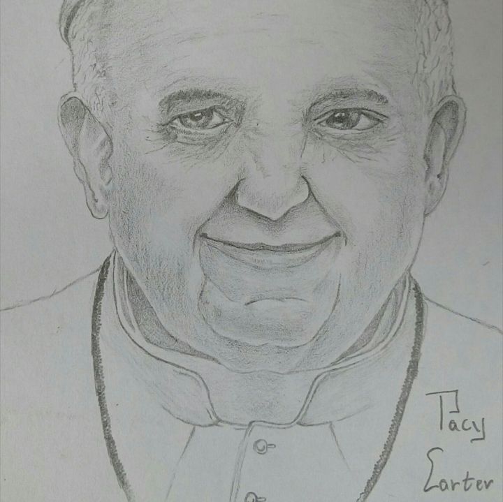 Drawing titled "The Priest" by Da Carter Art, Original Artwork, Charcoal