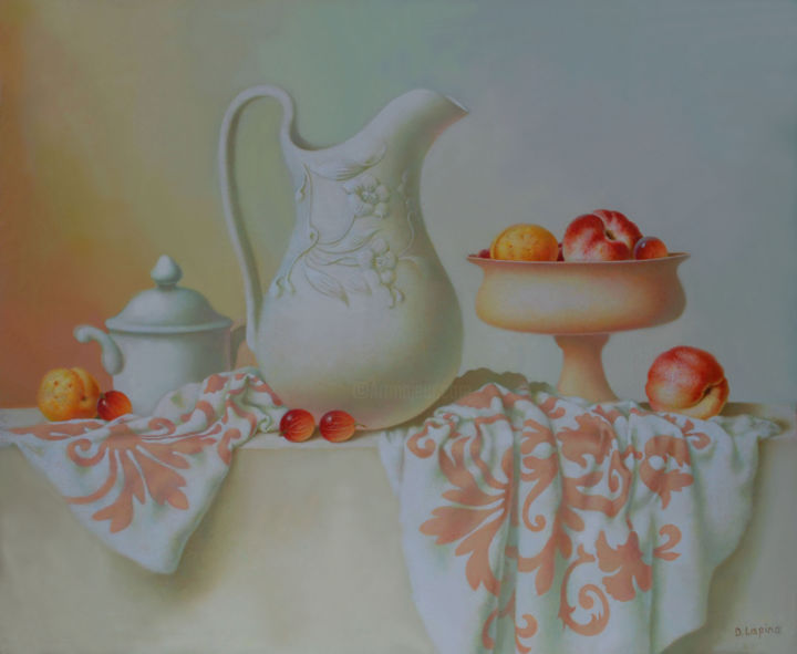 Painting titled "Still life with fru…" by Dace Lapina, Original Artwork, Oil