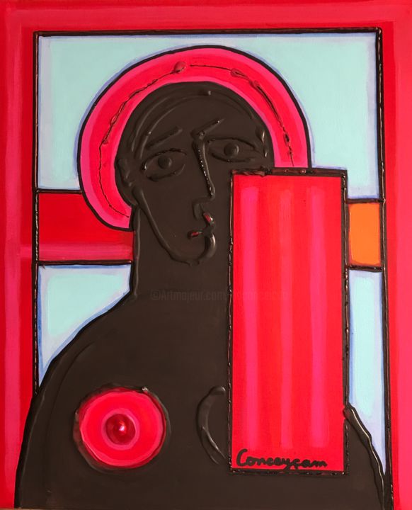 Painting titled "vierge-noire.jpg" by Conceycam, Original Artwork, Acrylic