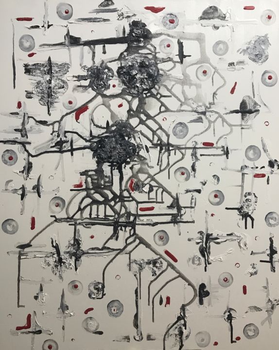 Pintura titulada "abstraction-en-blan…" por Conceycam, Obra de arte original, Acrílico