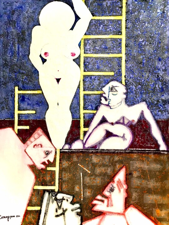 Peinture intitulée "La montée en." par Conceycam, Œuvre d'art originale, Acrylique