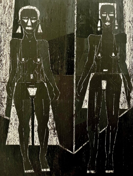 Schilderij getiteld "Manganese" door Conceycam, Origineel Kunstwerk, Acryl Gemonteerd op Frame voor houten brancard