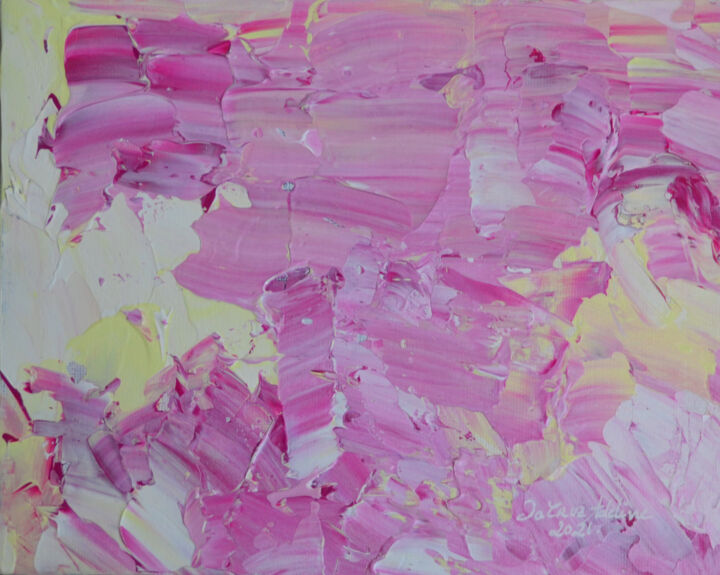 Painting titled "Sweet pink" by Adeline Da Cruz, Original Artwork, Acrylic Mounted on Cardboard