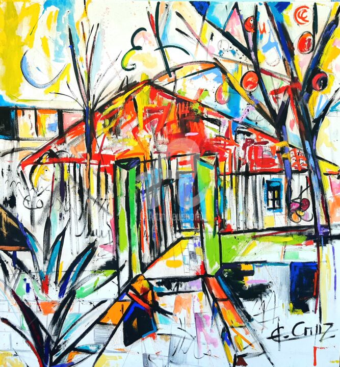 Pittura intitolato "Minha Casa ( casa d…" da José Claudinei Da Cruz, Opera d'arte originale, Olio