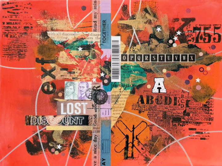 Collages titulada "Lost discount" por Viorel Florin Costea (DadaVFC), Obra de arte original, Acrílico