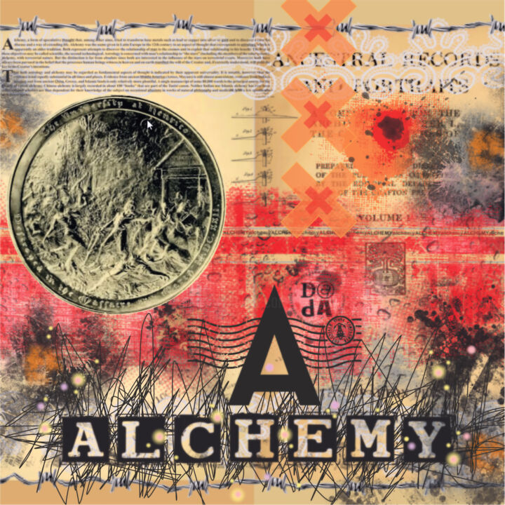 Obrazy i ryciny zatytułowany „A is for Alchemy” autorstwa Viorel Florin Costea (DadaVFC), Oryginalna praca, Malarstwo cyfrow…