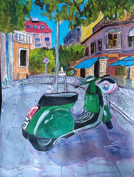 Картина под названием "Purple streets" - Daddy Noob, Подлинное произведение искусства, Акрил