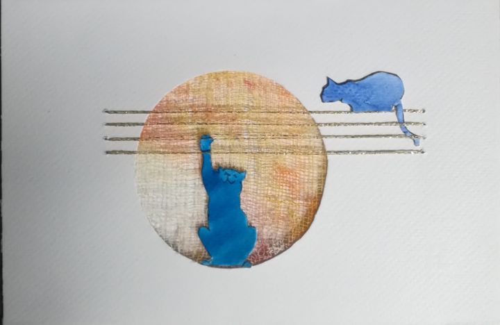 Collages intitolato "gatto15.jpg" da Dade, Opera d'arte originale