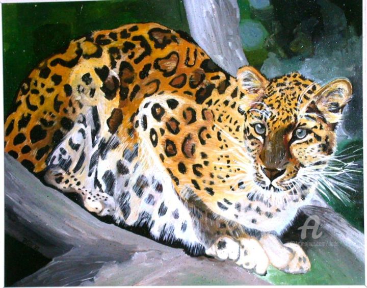 Painting titled "leopard.jpg" by Dade, Original Artwork, Acrylic