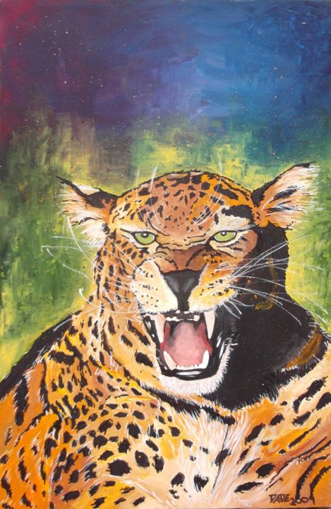 Painting titled "leopard-ruggisce.jpg" by Dade, Original Artwork, Acrylic