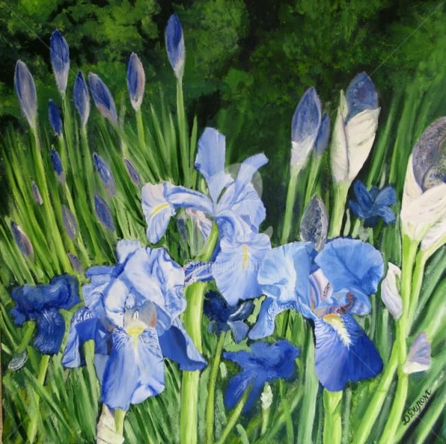 Peinture intitulée "Iris bleus" par Daniel Dupont, Œuvre d'art originale