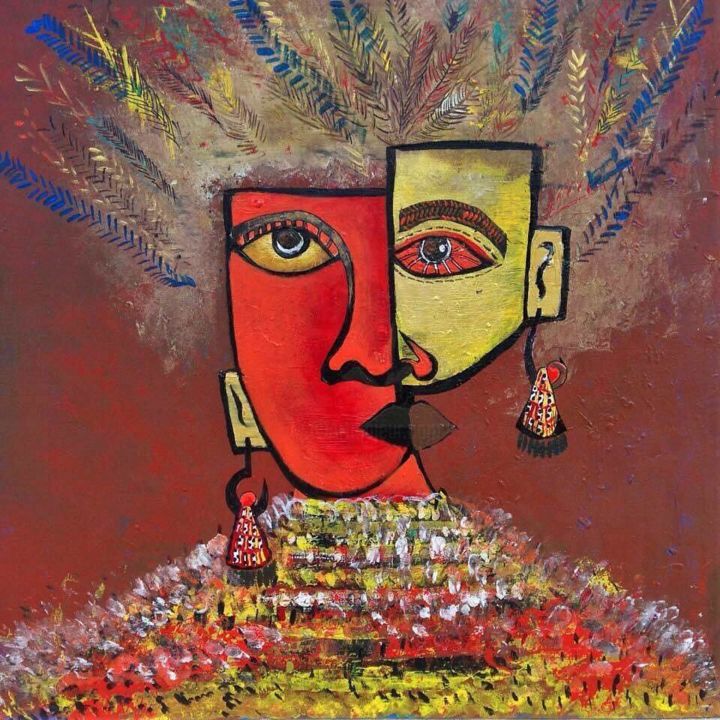 Painting titled "Maori Tribe" by Dafinë Vitija, Original Artwork, Acrylic