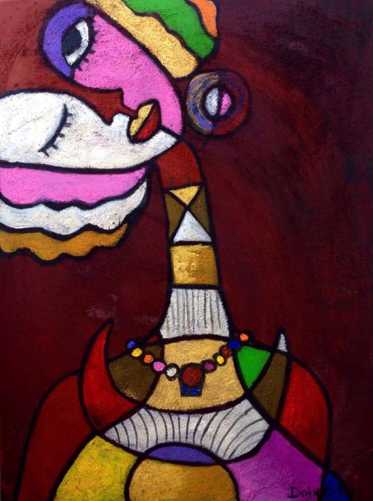 Painting titled "the girl with the n…" by Dafinë Vitija, Original Artwork, Acrylic