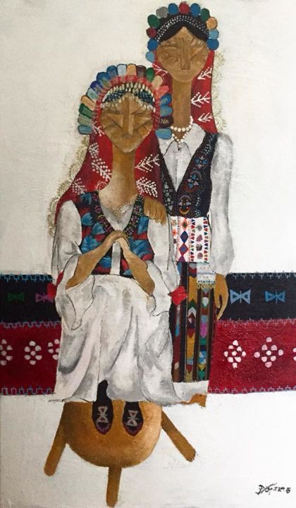 Painting titled "Motifs from Medvegje" by Dafinë Vitija, Original Artwork, Acrylic