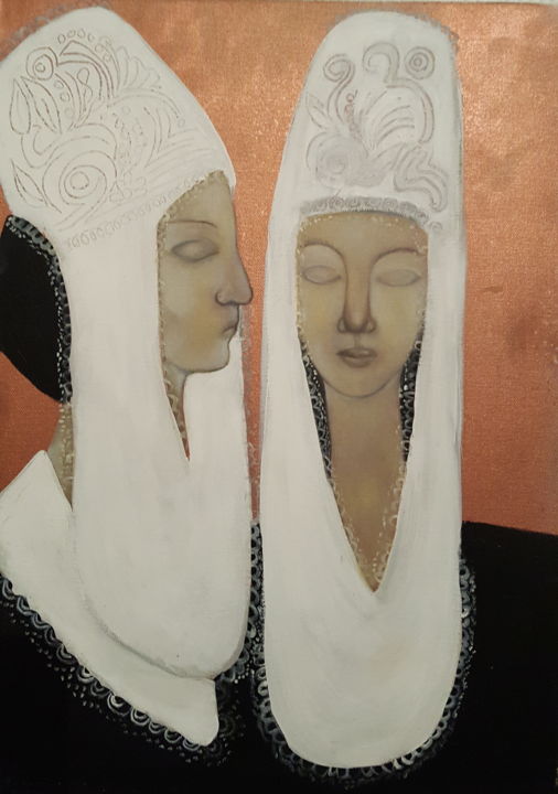 Painting titled "women from Dukagjin" by Dafinë Vitija, Original Artwork, Oil