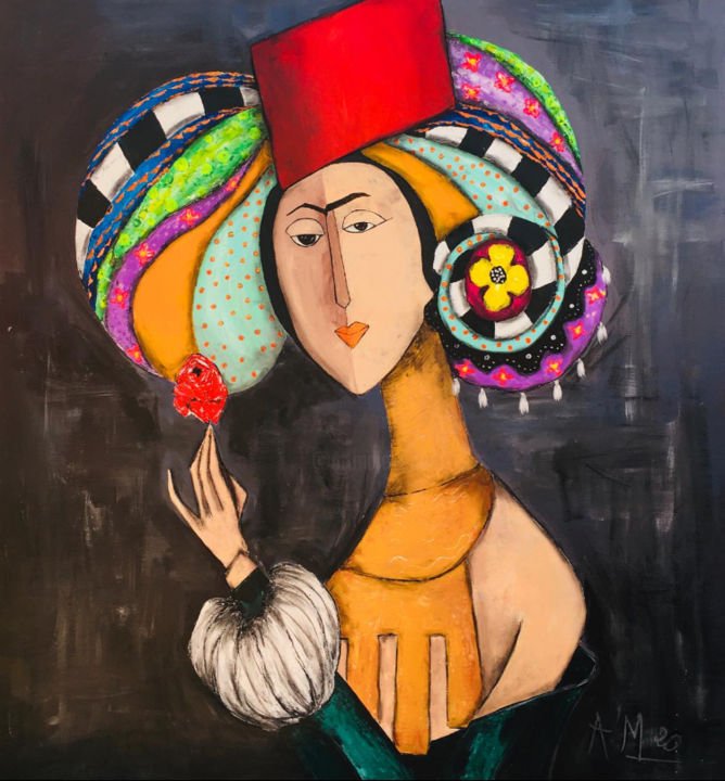 Peinture intitulée "Queen of the time" par Manar Abou Elaoula (A’M), Œuvre d'art originale, Acrylique Monté sur Châssis en b…