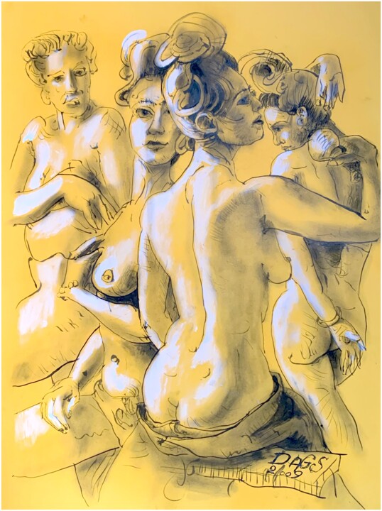 Drawing titled ""Three Graces" sket…" by Dags, Original Artwork, Ink