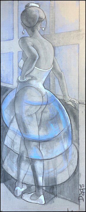 Drawing titled "GISELLE" by Dags, Original Artwork, Charcoal