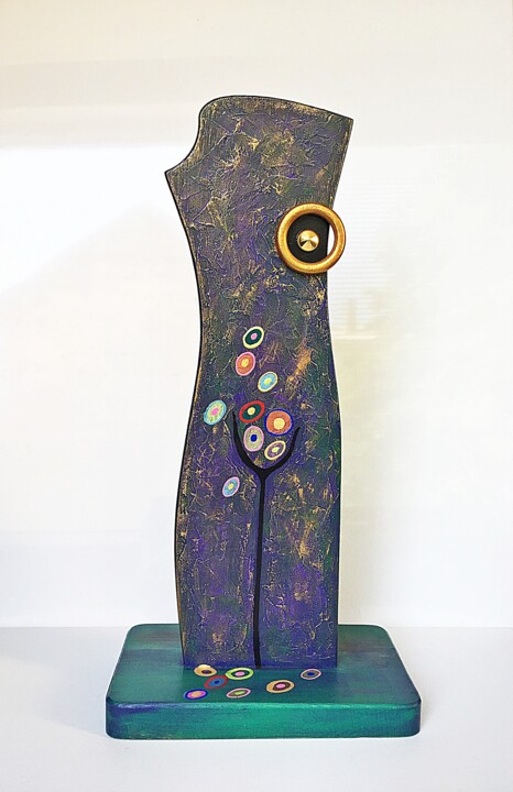 Sculpture titled "Abstract woman figu…" by Daheaven Art, Original Artwork, Wood