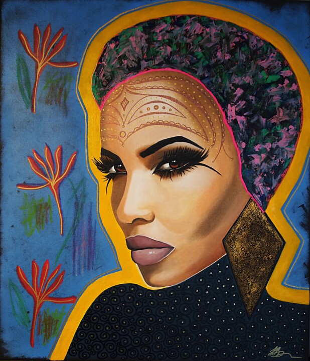 Картина под названием "Woman portrait#2." - Daheaven Art, Подлинное произведение искусства, Масло Установлен на Деревянная р…