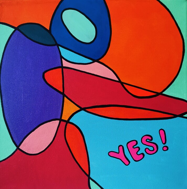 Painting titled "Say YES to a joyful…" by Daheaven Art, Original Artwork, Acrylic Mounted on Wood Stretcher frame