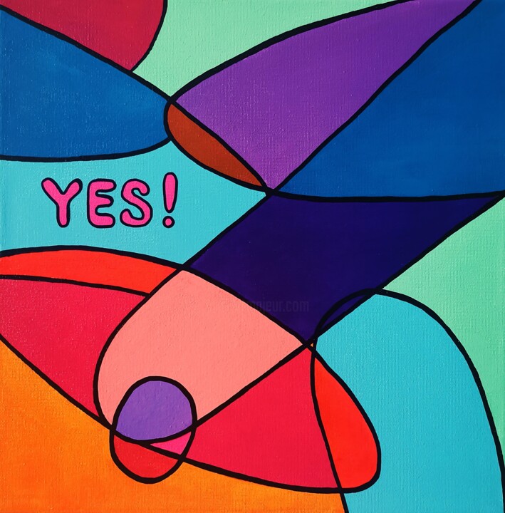 Ζωγραφική με τίτλο "Say YES to a vibran…" από Daheaven Art, Αυθεντικά έργα τέχνης, Ακρυλικό Τοποθετήθηκε στο Ξύλινο φορείο σ…