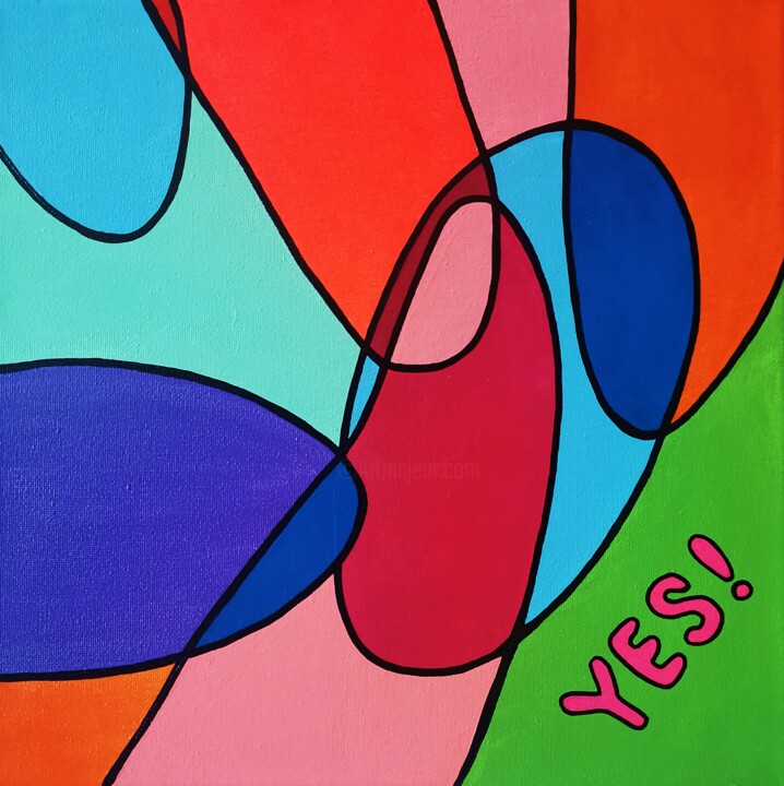 Painting titled "Say YES to a wonder…" by Daheaven Art, Original Artwork, Acrylic Mounted on Wood Stretcher frame