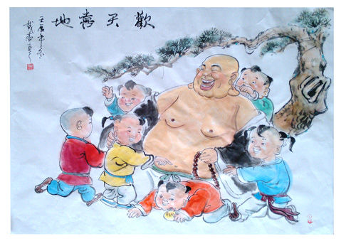 Drawing titled "乐在其中" by Dai Lei, Original Artwork