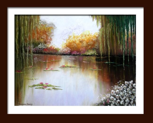 Pintura intitulada "Le jardin de Monet…" por Daisy Masson, Obras de arte originais, Óleo