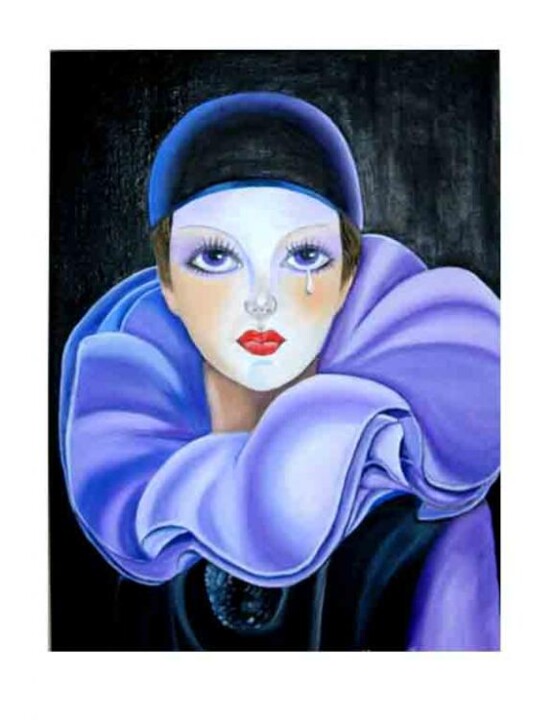 Painting titled "Pierrot de la lune" by Daisy Masson, Original Artwork, Oil