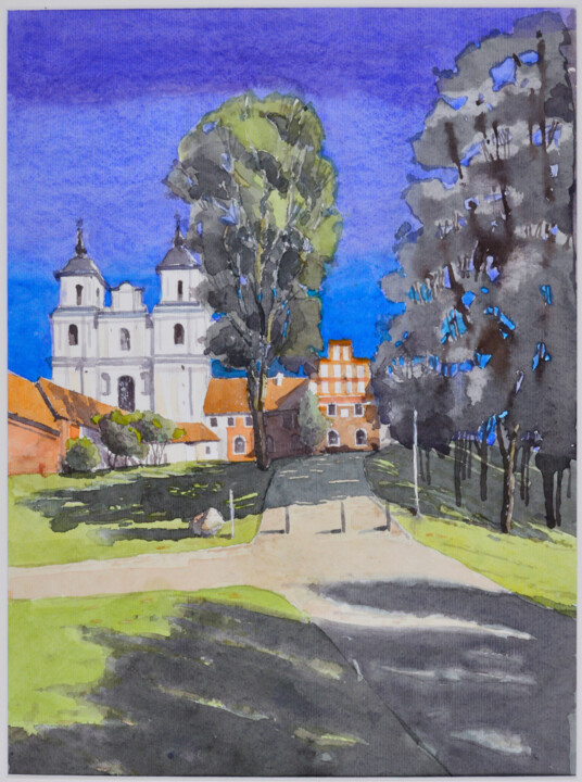 Painting titled "In Tytuvėnai" by Daiva Zyle, Original Artwork, Watercolor