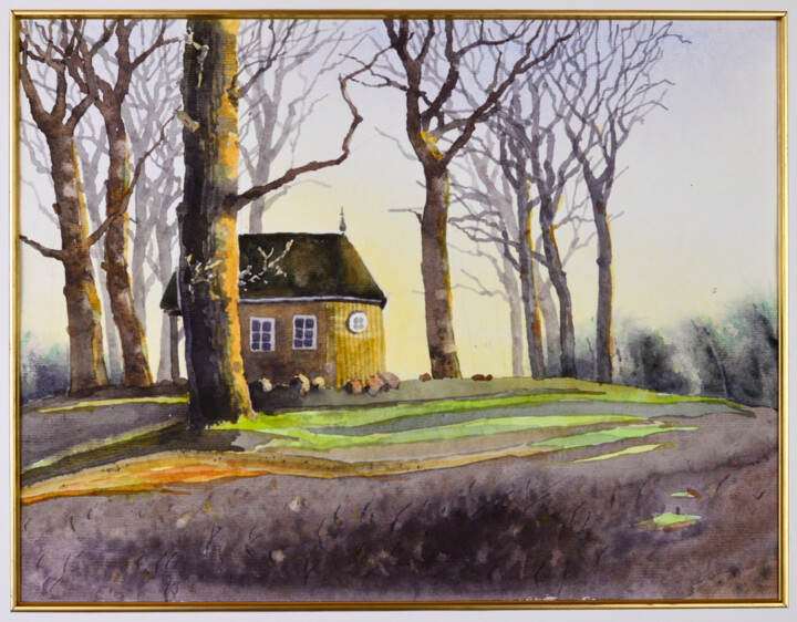 Schilderij getiteld "Evening by the Buka…" door Daiva Zyle, Origineel Kunstwerk, Aquarel