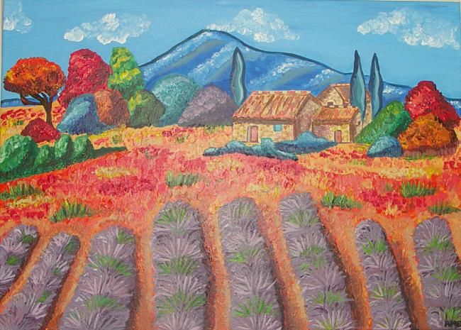 Painting titled "provence" by Amal B., Original Artwork, Oil