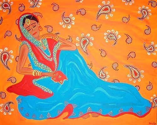 Painting titled "beauté indienne" by Amal B., Original Artwork