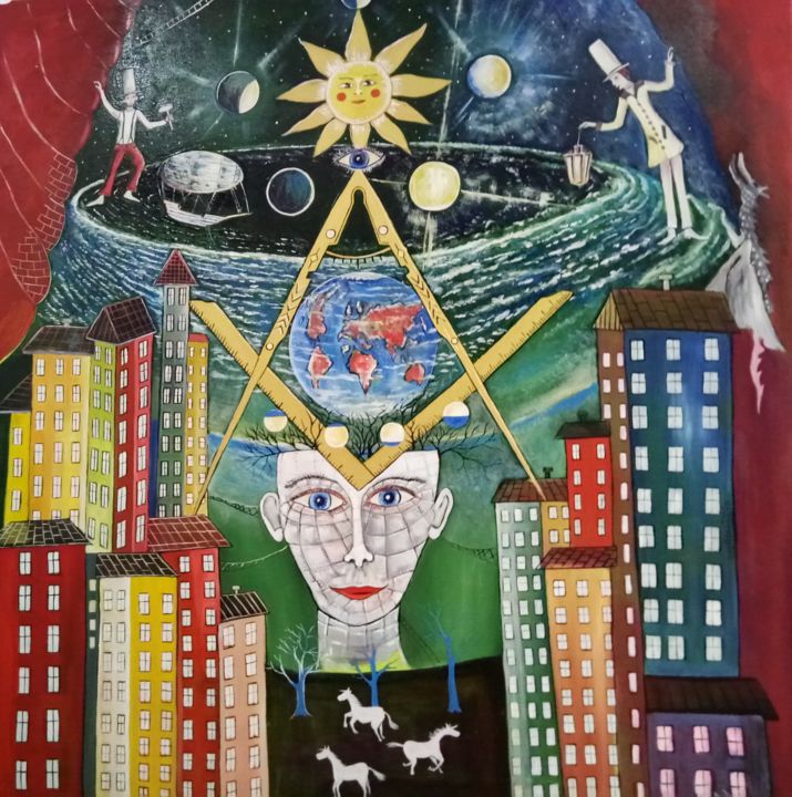 Painting titled "Masonic" by Vladislav Dankiv, Original Artwork, Oil