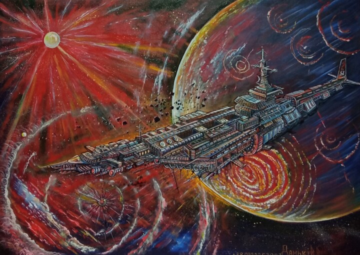 Malerei mit dem Titel "Cosmos shock Dankiv" von Vladislav Dankiv, Original-Kunstwerk, Öl