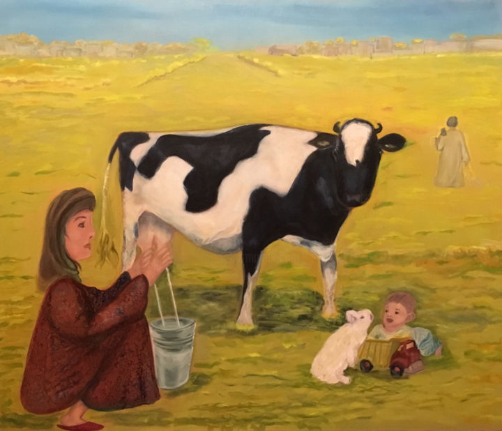 Painting titled "Happy Wife, Happy L…" by Dalia Atteya, Original Art, Oil