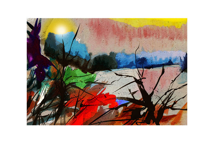 Grafika cyfrowa / sztuka generowana cyfrowo zatytułowany „By the lake 2” autorstwa Dalibor Dubový, Oryginalna praca, 2D prac…