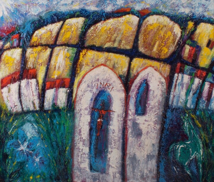 Картина под названием "Krajina v duši" - Dalibor Dubový, Подлинное произведение искусства, Масло Установлен на Деревянная ра…