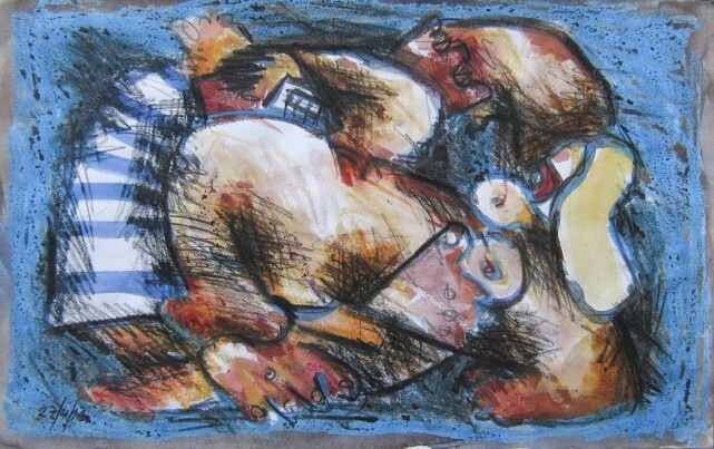 Schilderij getiteld "Call of the Mermaid…" door Dalibor Pehar (Dado), Origineel Kunstwerk, Olie