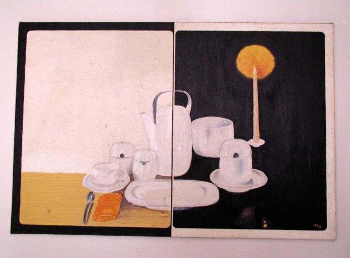 Painting titled "Tea Time" by Dalibor Moyzes, Original Artwork