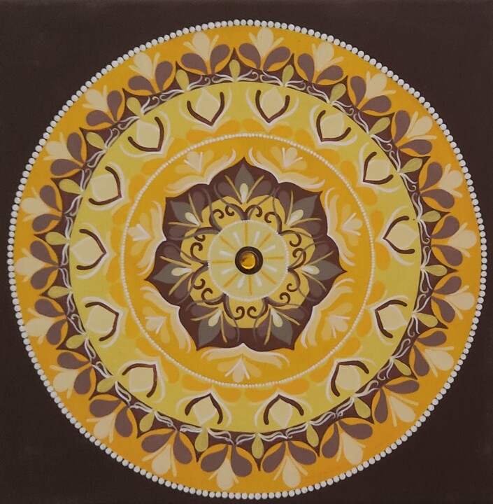 Painting titled "Brown Mandala" by Dalila Martins, Original Artwork, Acrylic