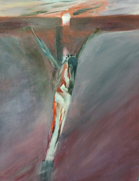 Painting titled "Crucificação" by Dalila Silva, Original Artwork, Acrylic
