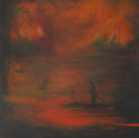 Malerei mit dem Titel "le voyageur" von Dalila, Original-Kunstwerk, Öl