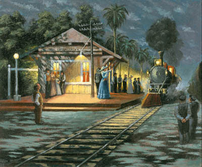 Schilderij getiteld "Clearwater Train St…" door Dallas Pavone, Origineel Kunstwerk