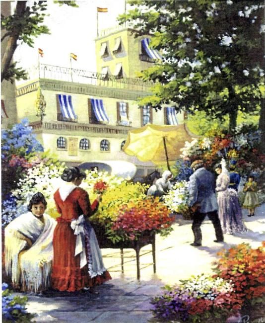 Painting titled "Flower Market" by Dallas Pavone, Original Artwork