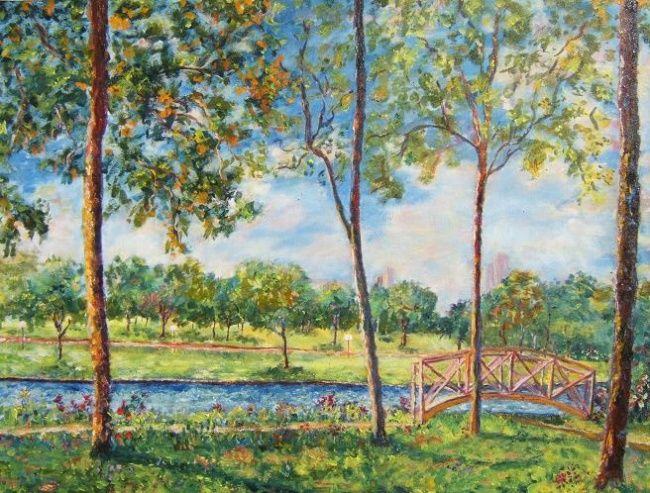 Pintura intitulada "PARQUE FLAMBOYANT" por Dalmo Antônio, Obras de arte originais