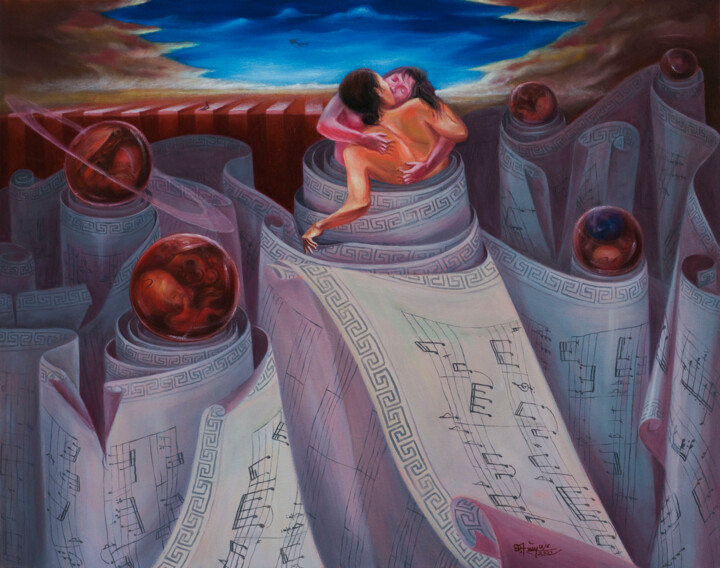 Painting titled "Love song" by Dam Tung, Original Artwork, Oil
