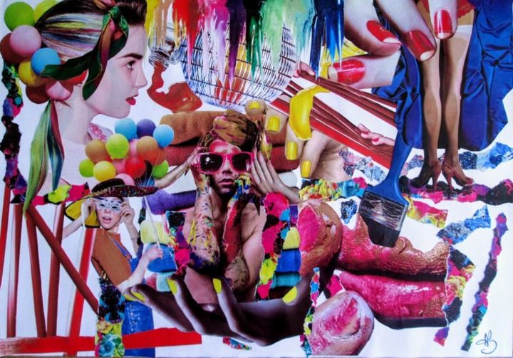 Collagen mit dem Titel "Colors" von Dm Collage Art, Original-Kunstwerk, Collagen
