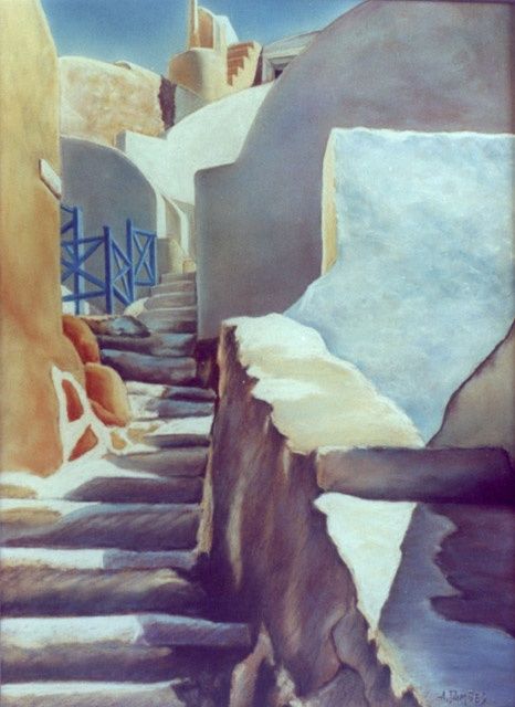 Peinture intitulée "SANTORIN" par Alain Dambès, Œuvre d'art originale, Huile